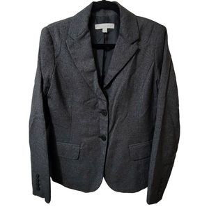 NY & Co Stretch Open Front Women's Long Sleeve Jacket Blazer Black/Gray SZ 10